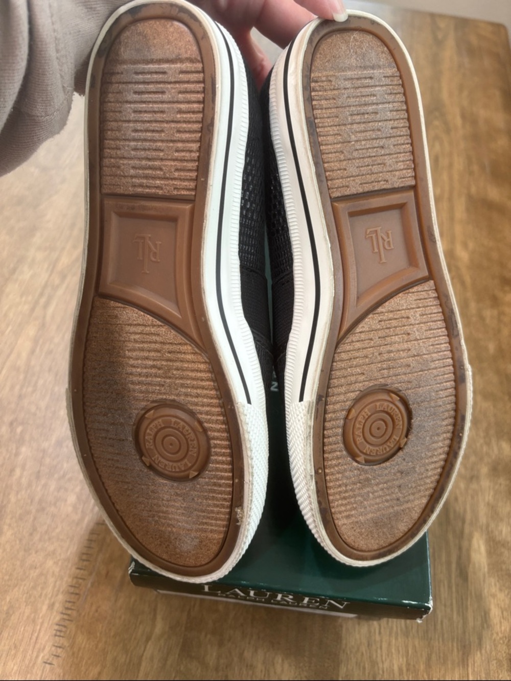 Lauren Ralph Lauren Black Slip-On Textured Casual Sneakers - Picture 5 of 8